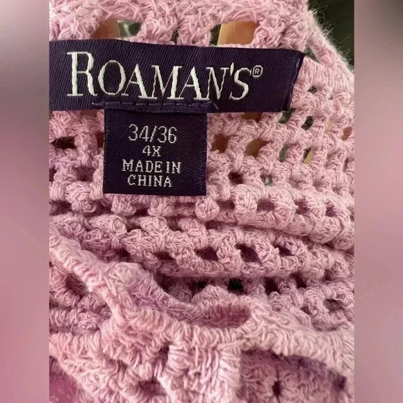 Roamans Floral Crotchet Purple Tunic Cover up Sz 4X - Picture 12 of 14